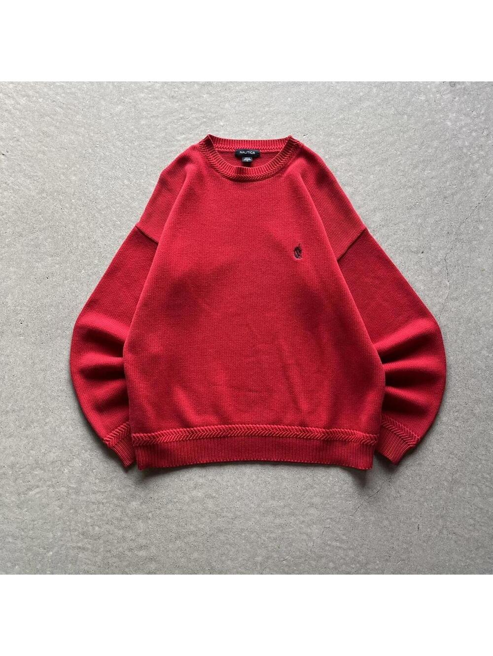 Vintage Y2K Red Nautica Knit Sweater
